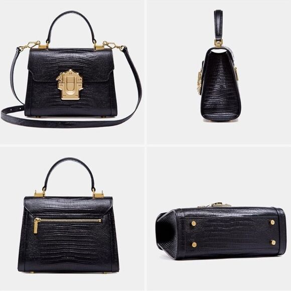 ♥️ Elegant Black L’Festin Mini Kelly Handbag, black leather with gold hardware - Picture 5 of 11